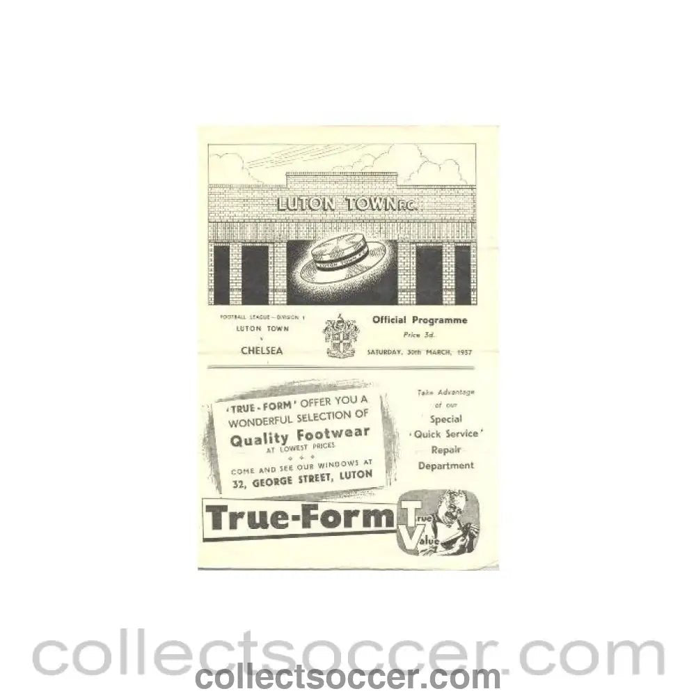 1957 - Luton vChelsea official programme 30/03/1957 - Collect Soccer