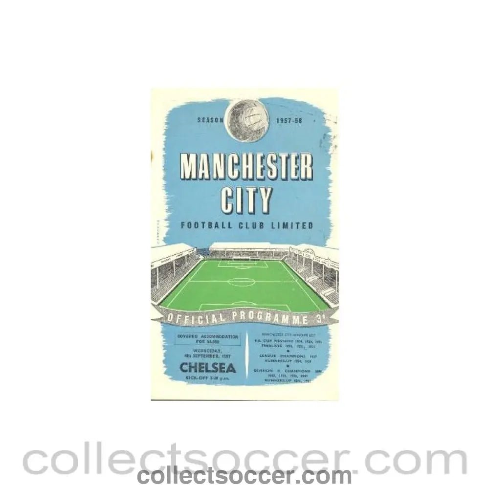 1957 - Manchester City v Chelsea official programme 04/09/1957 - Collect Soccer