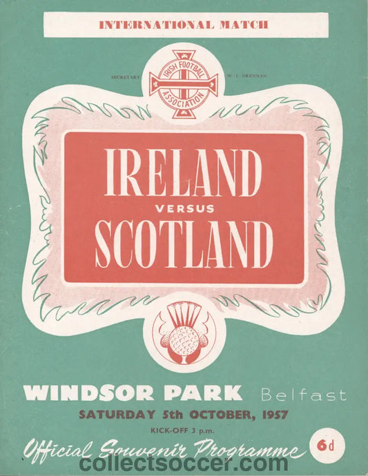 1957 Northern Ireland v Scotland official programme 05/10/1957