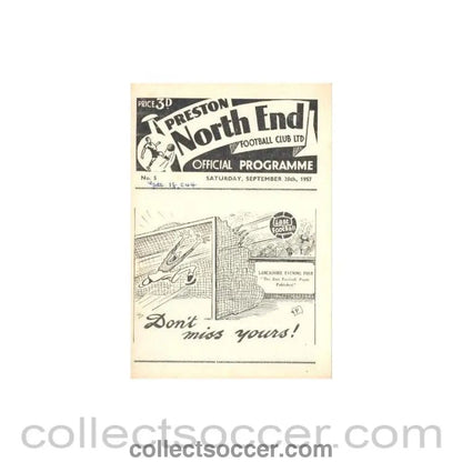 1957 - Preston North End v Chelsea official programme 28/09/1957 - Collect Soccer