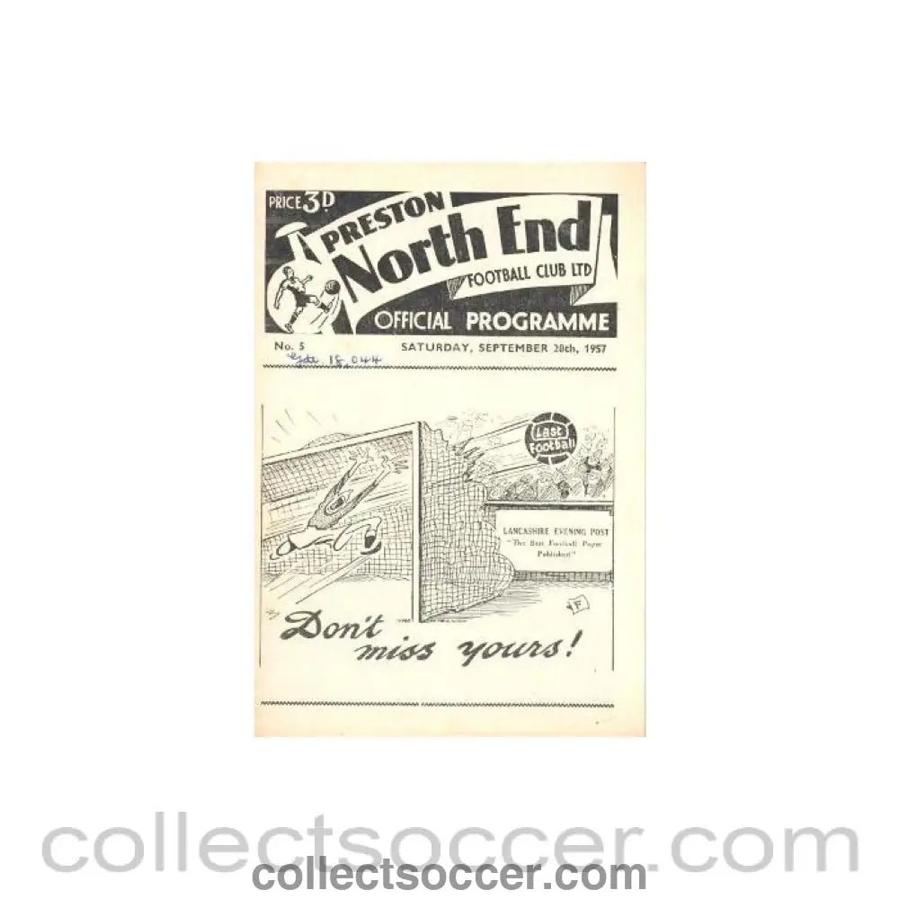 1957 - Preston North End v Chelsea official programme 28/09/1957 - Collect Soccer