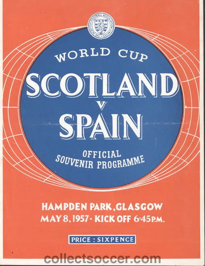 1957 Scotland v Spain Official Football Programme