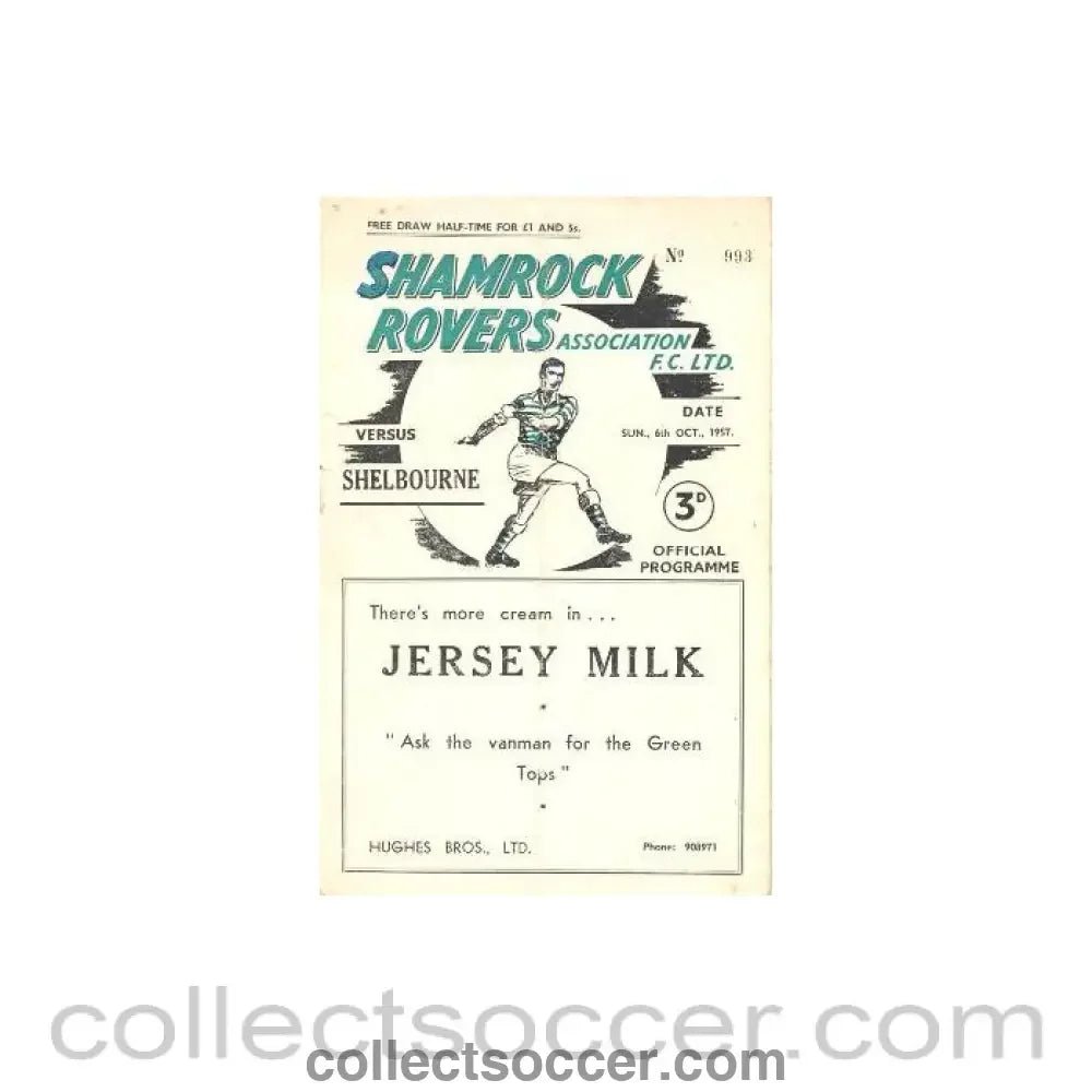 1957 - Shamrock Rovers v Shelbourne official programme 06/10/1957 - Collect Soccer
