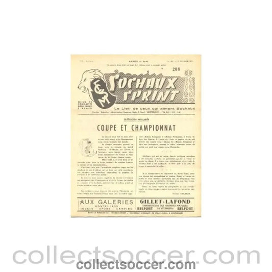 1957 Sochaux, France Official Programme Sochaux Sprint of 17/02/1957 - Collect Soccer