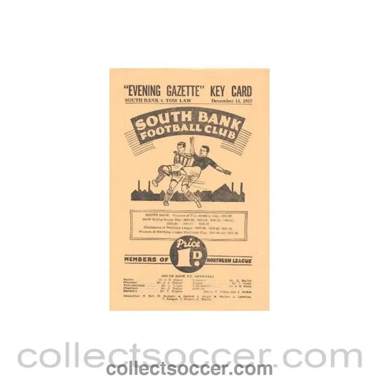 1957 - South Bank v Tow Low official programme 14/12/1957 - Collect Soccer