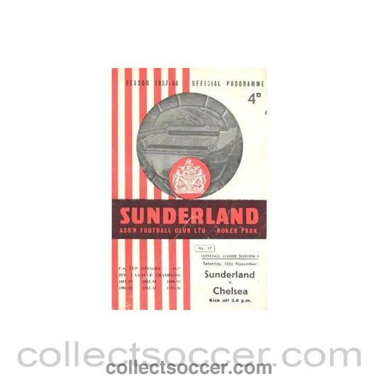 1957 - Sunderland v Chelsea official programme 16/11/1957 - Collect Soccer