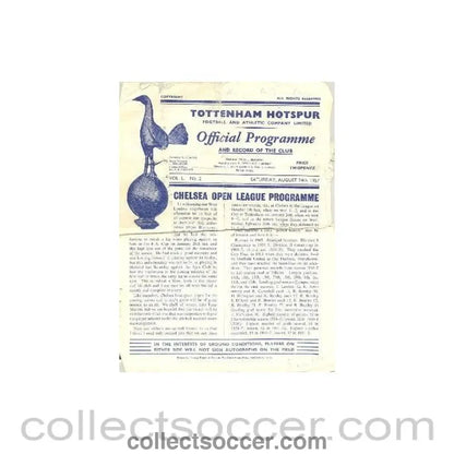 1957 - Tottenham Hotspur vChelsea official programme 24/08/1957