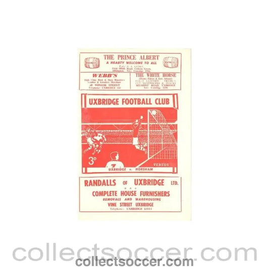 1957 - Uxbridge v Horsham official programme 19/10/1957 - Collect Soccer