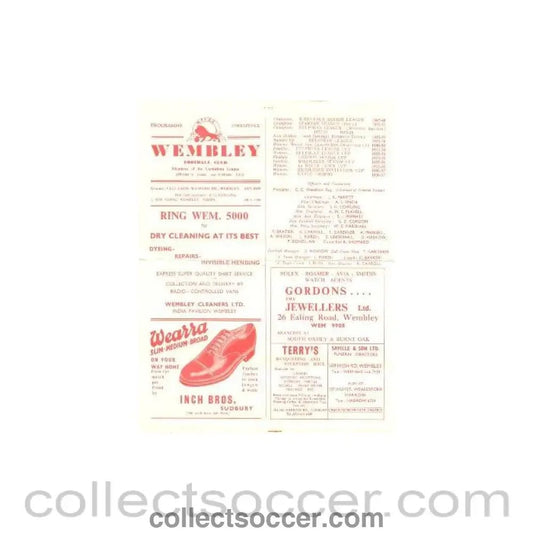 1957 - Wembley v Maidstone United official programme 14/12/1957 - Collect Soccer