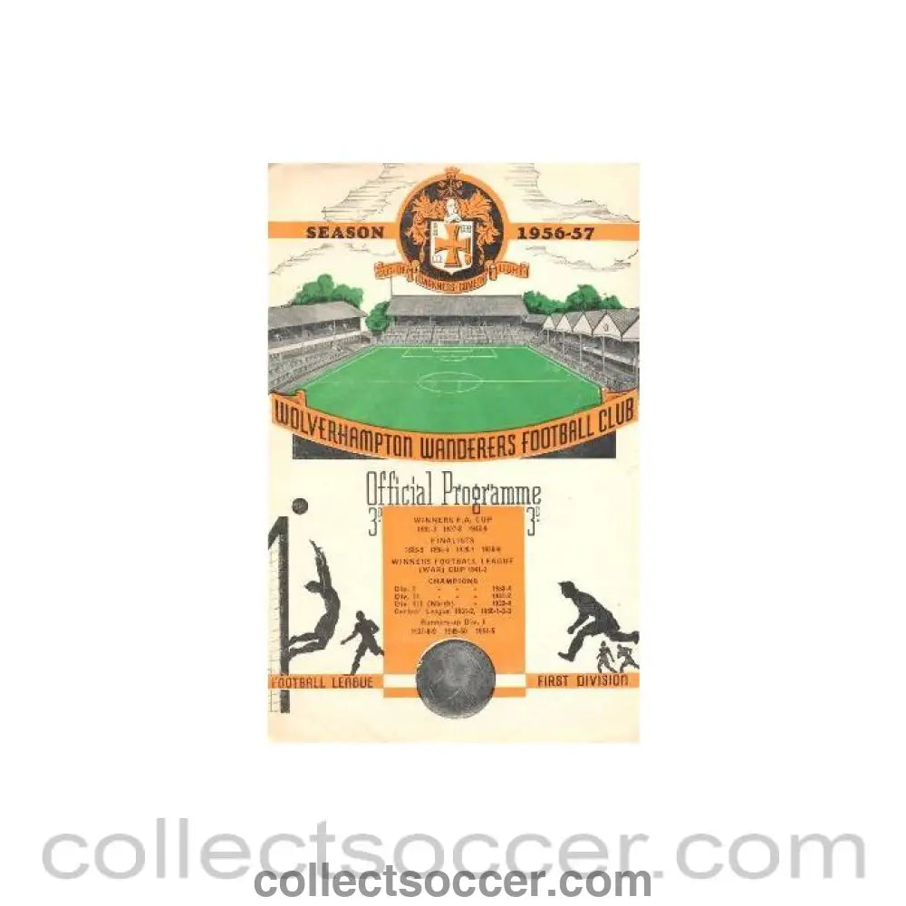 1957 - Wolverhampton Wanderers vChelsea official programme 02/03/1957