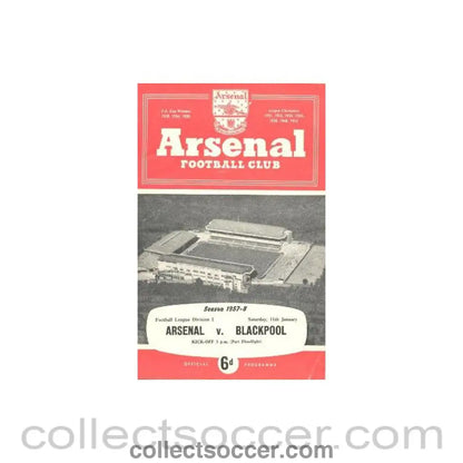 1958 - Arsenal v Blackpool official programme 11/01/1958