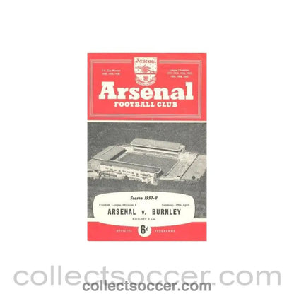 1958 - Arsenal v Burnley official programme 19/04/1958 - Collect Soccer