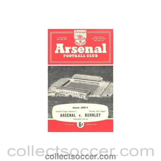 1958 - Arsenal v Burnley official programme 26/08/1958