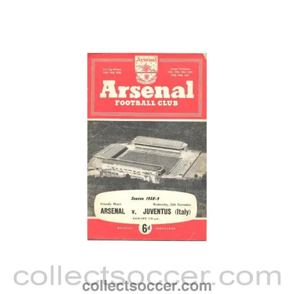 1958 - Arsenal v Juventus official programme 26/11/1958