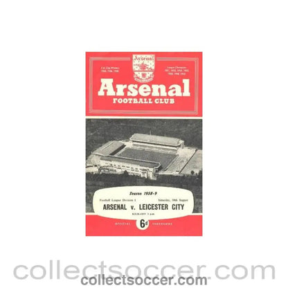 1958 - Arsenal v Leicester City official programme 30/08/1958 - Collect Soccer