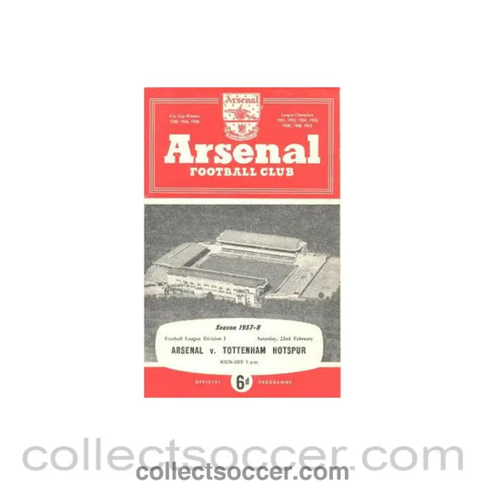 1958 - Arsenal v Tottenham Hotspur official programme 22/02/1958