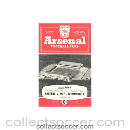 1958 - Arsenal v West Bromwich Albion official programme 04/10/1958