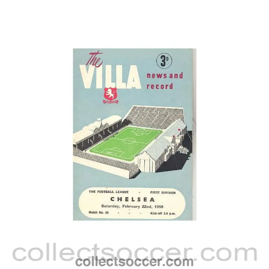 1958 - Aston Villa v Chelsea official programme 22/02/1958