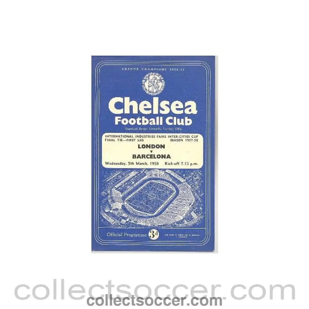 1958 - At Chelsea London v Barcelona official programme 05/03/1958 - Collect Soccer