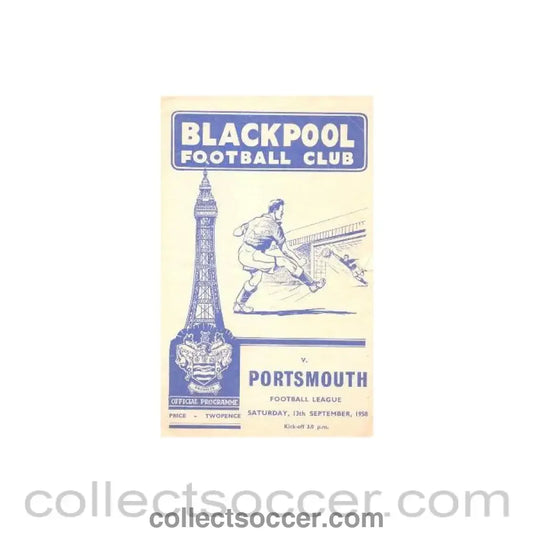 1958 - Blackpool v Portsmouth official programme 13/09/1958