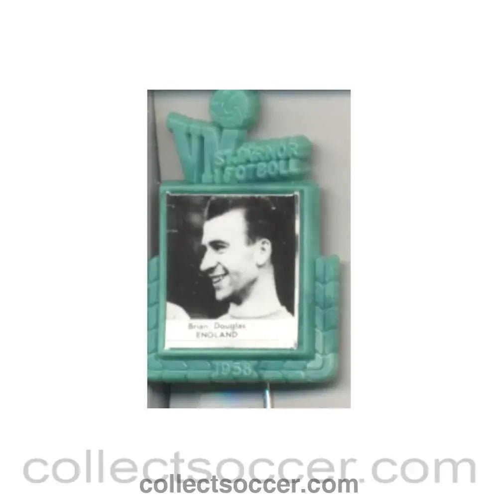 1958 - Brian Douglas England World Cup 1958 Badge Green - Collect Soccer