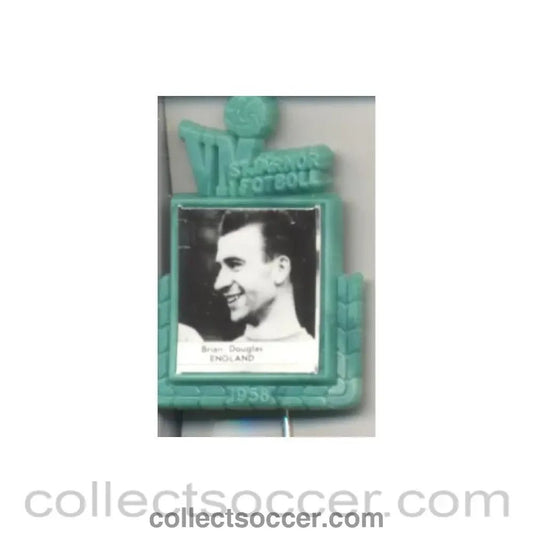 1958 - Brian Douglas England World Cup 1958 Badge Green - Collect Soccer