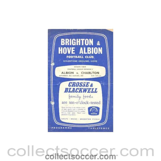 1958 - Brighton & Hove Albion v Charlton Athletic official programme 30/08/1958 Football League
