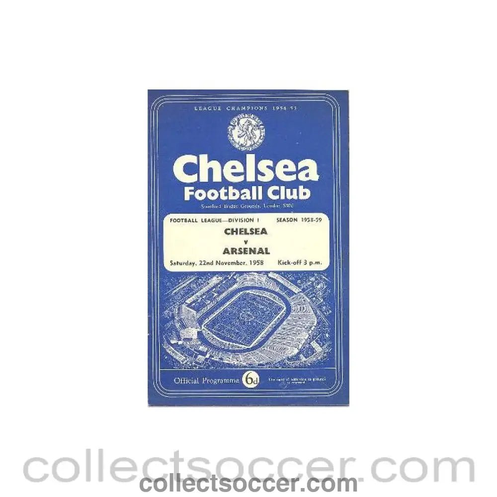 1958 - Chelsea v Arsenal official programme 22/11/1958 - Collect Soccer