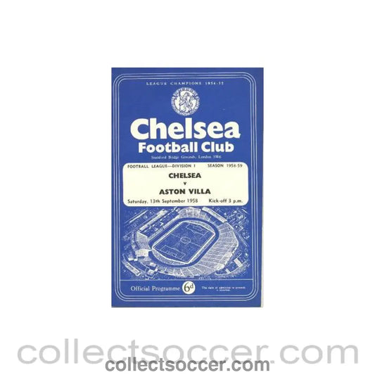 1958 - Chelsea v Aston Villa official programme 13/09/1958