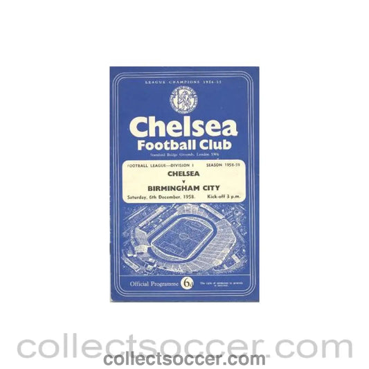1958 - Chelsea v Birmingham City official programme 06/12/1958