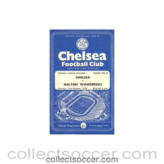 1958 - Chelsea v Bolton Wanderers official programme 11/10/1958