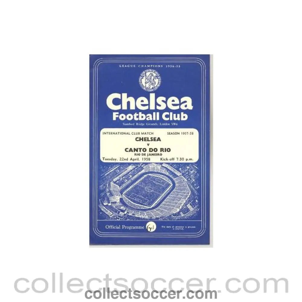 1958 - Chelsea v Canto do Rio, Rio de Janeiro official programme 22/04/1958 - Collect Soccer