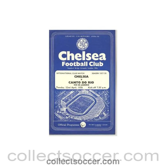1958 - Chelsea v Canto do Rio Rio de Janeiro official programme 22/04/1958