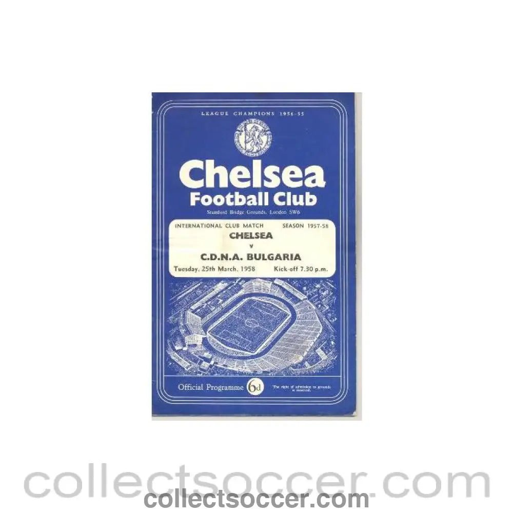 1958 - Chelsea v CDNA Bulgaria official programme 25/03/1958 - Collect Soccer