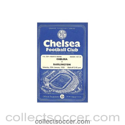 1958 - Chelsea v Darlington official programme 25/01/1958 - Collect Soccer