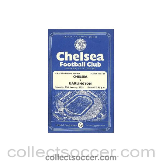 1958 - Chelsea v Darlington official programme 25/01/1958