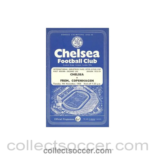 1958 - Chelsea v Frem Copenhagen official programme 04/11/1958