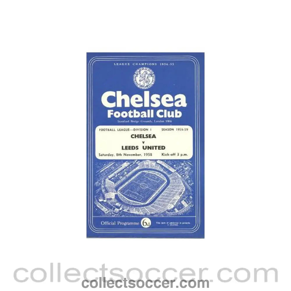 1958 - Chelsea v Leeds United official programme 08/11/1958