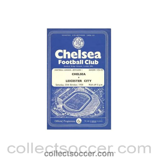 1958 - Chelsea v Leicester City official programme 25/10/1958 - Collect Soccer