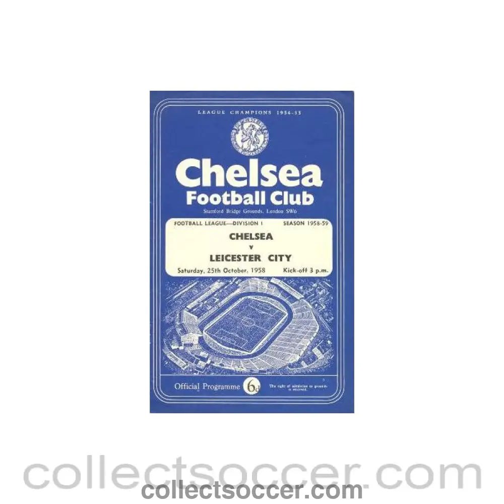 1958 - Chelsea v Leicester City official programme 25/10/1958 - Collect Soccer
