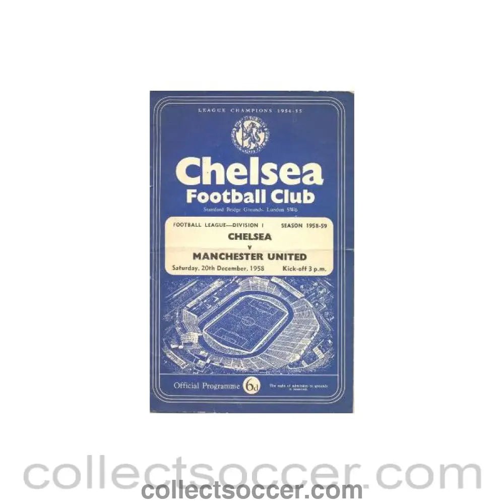 1958 - Chelsea v Manchester United official programme 20/12/1958 - Collect Soccer