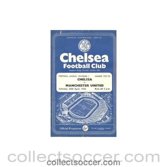 1958 - Chelsea v Manchester United official programme 26/04/1958