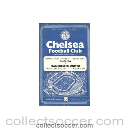 1958 - Chelsea v Manchester United official programme 26/04/1958 - Collect Soccer