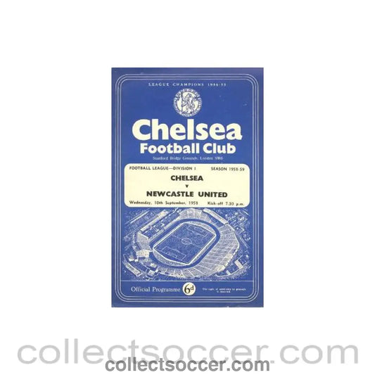 1958 - Chelsea v Newcastle United official programme 10/09/1958