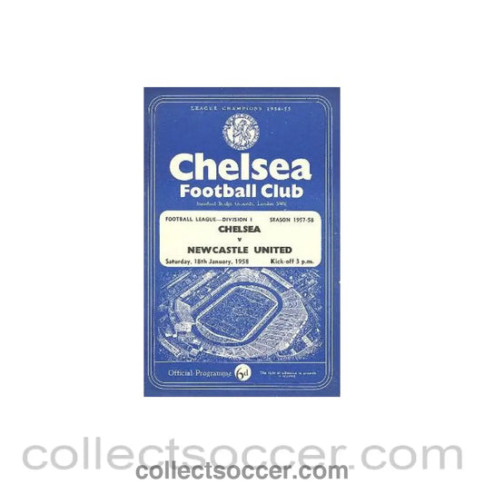 1958 - Chelsea v Newcastle United official programme 18/01/1958