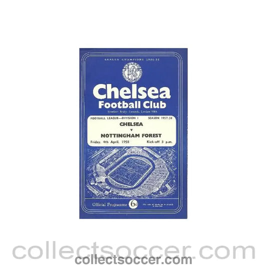 1958 - Chelsea v Nottingham Forest official programme 04/04/1958