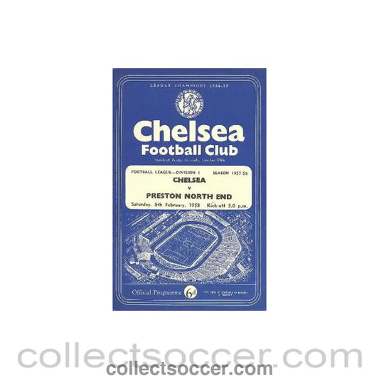 1958 - Chelsea v Preston North End official programme 08/02/1958
