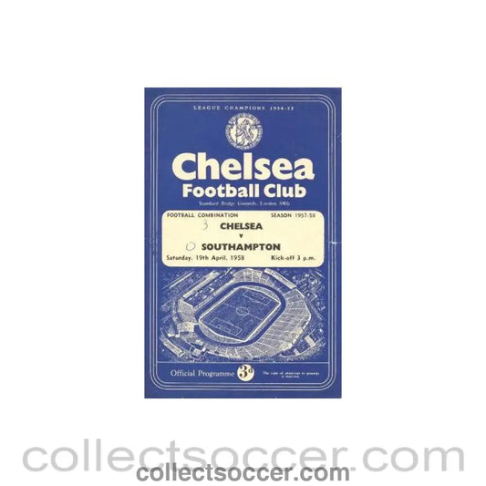 1958 - Chelsea v Southampton official programme 19/04/1958