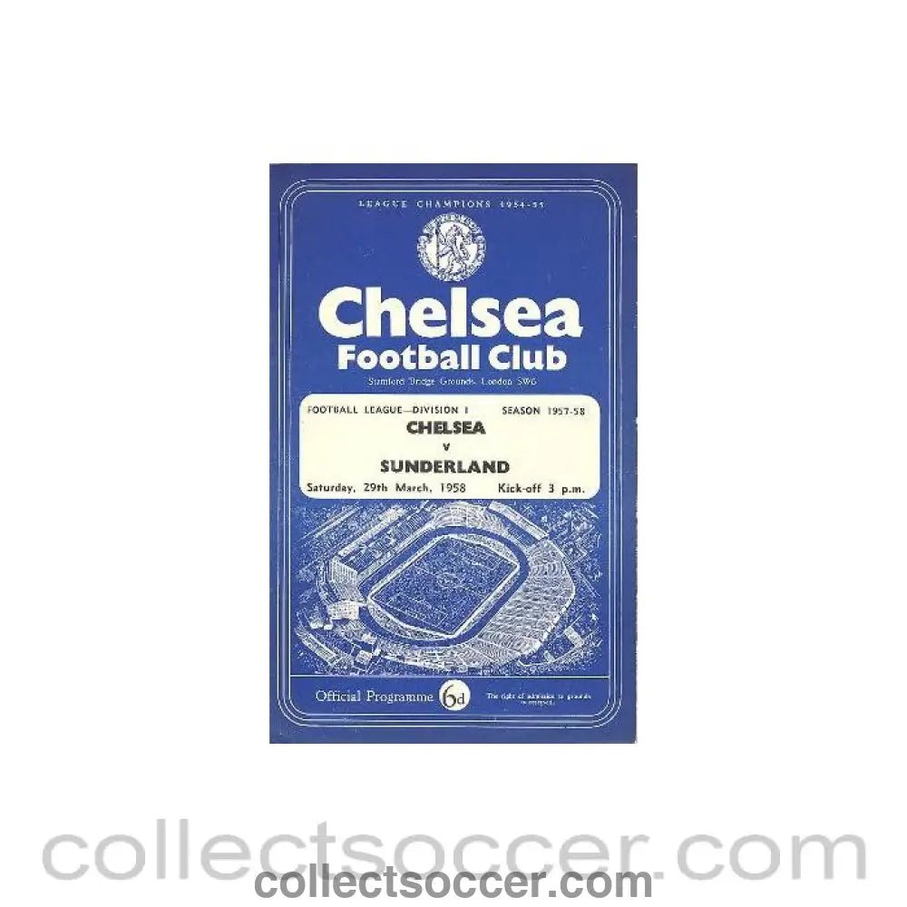 1958 - Chelsea v Sunderland official programme 29/03/1958 - Collect Soccer