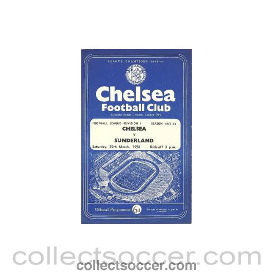 1958 - Chelsea v Sunderland official programme 29/03/1958